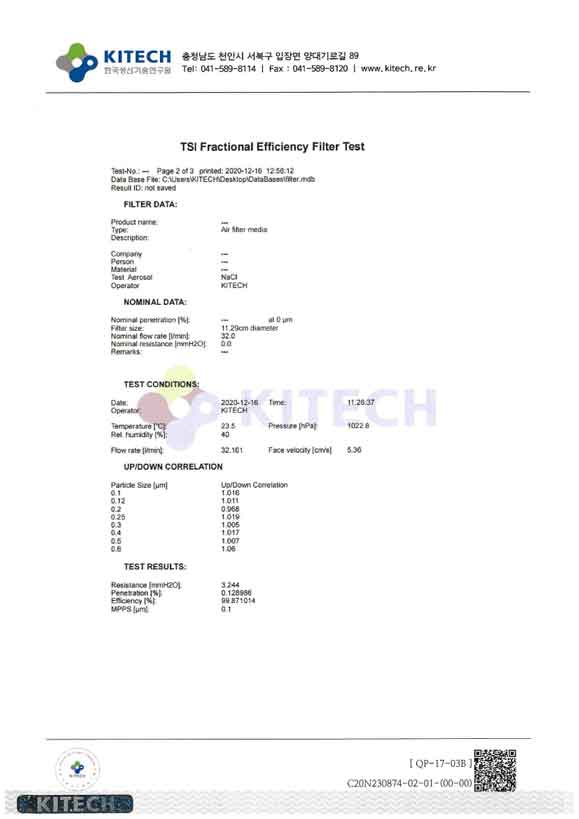 H13 filter report